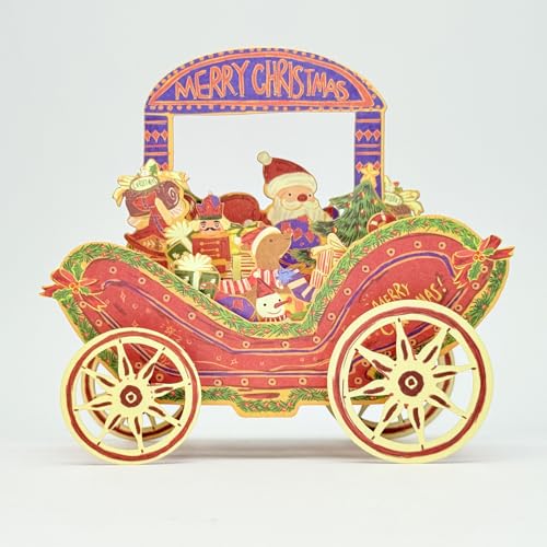 Red Christmas Vintage Car Greeting Card with Envelope for Son Granddaughter & Family