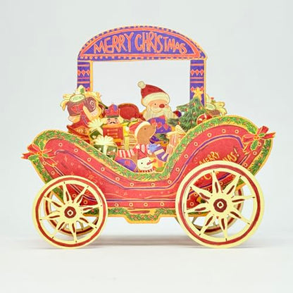 Red Christmas Vintage Car Greeting Card with Envelope for Son Granddaughter & Family