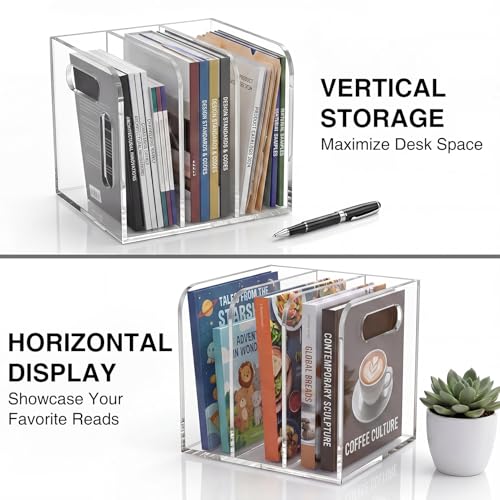 Space-Saving Clear Acrylic Desktop Organizer - Modern Office Shelf - Transparent-3