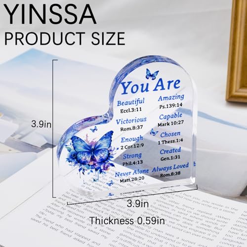 Blue Butterfly Acrylic Christian Gift for Women Inspirational Religious Decor