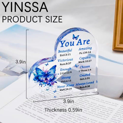 Blue Butterfly Acrylic Christian Gift for Women Inspirational Religious Decor