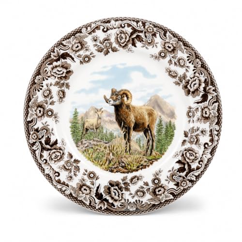 Multicolor Dinner Plate with Bighorn Sheep Motif - 10.5 Inch