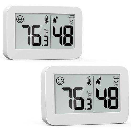 DOOMAY Mini Hygrometer & Indoor Thermometer - Digital Humidity Gauge for Greenhouse & Baby Room | 2-Pack