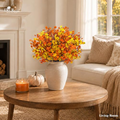 Fall Artificial Baby's Breath Flowers Set - 12 Silk Stems for Thanksgiving Decor