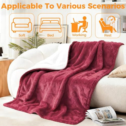 Electric Heated Blanket Throw 50x60 Inches with 5 Heat Levels & Auto Shut Off
