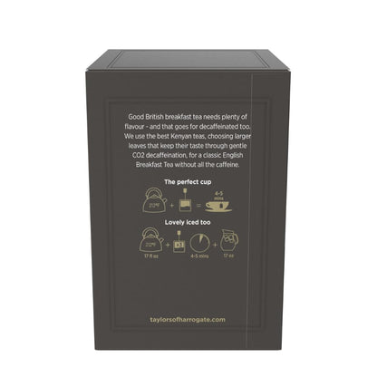 Taylors of Harrogate Decaffeinated Breakfast Tea - Rich & Balanced Flavor | 20 Individually Wrapped Bags
