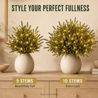 Green Twinkling Enchanted Evergreen Pine Tree with Lights - 5/10 Pack Artificial Branches for Holiday Decor