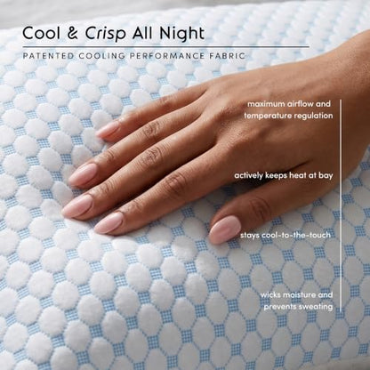 Nestl Cooling Memory Foam Pillow Queen 2-Pack - White / Blue, Adjustable Loft