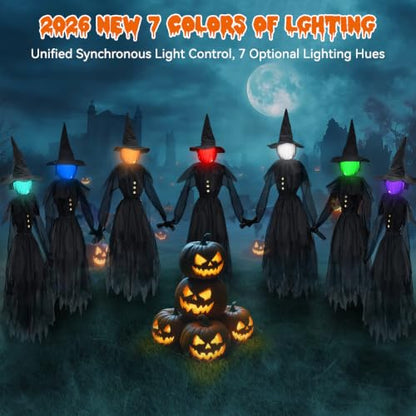 Halloween Outdoor Decorations Glowing Witches Set of 3 - Black Variation