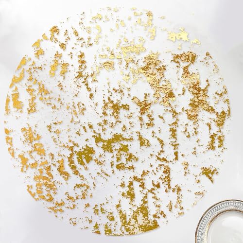 Disposable Gold Placemats Set of 100 - 13 Inch Metallic Round Doilies for Wedding & Party Decor - Gold / 100