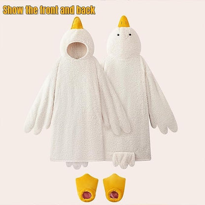 Goose Duck Wearable Hoodie Blanket with Sleeves and Included Shoes - Medium