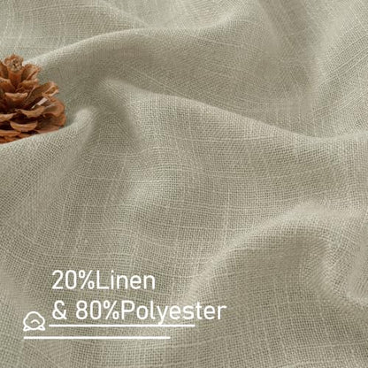 Linen Sheer Curtains 34x63 Inch Set - Oatmeal Textured Window Drapes with Grommets