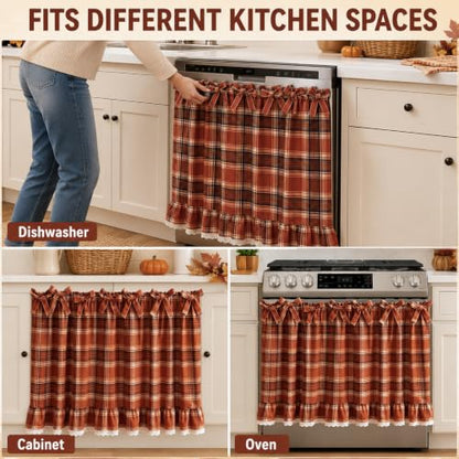 Fall Plaid Oven Skirt for Stove Cover - Farmhouse Kitchen Decor