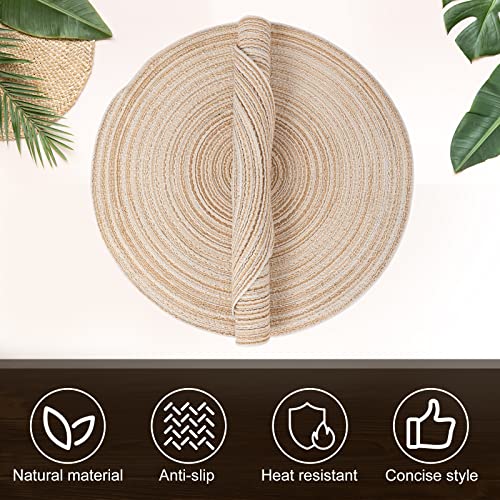 Beige 48 Pcs 13-Inch Woven Round Placemats for Dining Table, Boho Decor Set