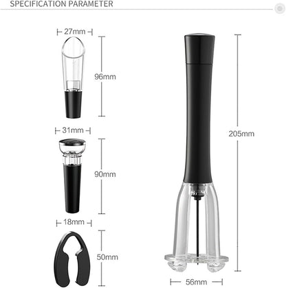 Wine Opener Set, IPEROT Air Pressure Pump Bottle Opener with Foil Cutter, Aerator Pourer, Vacuum Stopper(4PCS), Simple Cork Remover, Efficient Corkscrew Bottle Opener, Great for Wine Lovers