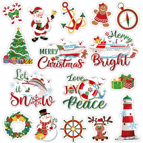 Christmas Cruise Door Magnets 16 Pack - Holiday Refrigerator & Car Decor - Classic