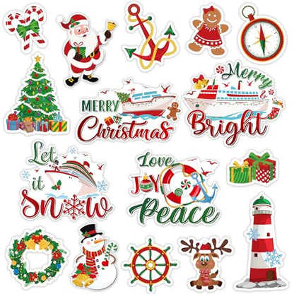 Christmas Cruise Door Magnets 16 Pack - Holiday Refrigerator & Car Decor - Classic
