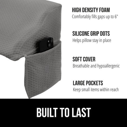 GORILLA GRIP Shoe Organizer & Headboard Gap Pillow Bundle - 24 Pockets Black, King Size Gray for Head & Neck Support