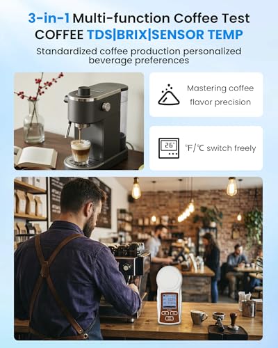 Professional Coffee TDS Refractometer with ATC Backlit Rechargeable IP66