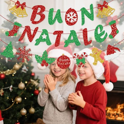 Italian Christmas Banner & Garland Set - Buon Natale Holiday Decorations