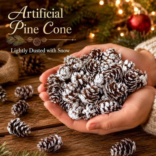 Artificial Pine Cones Frosted Winter Decor 100PCS 0.98in for Holiday & Crafts
