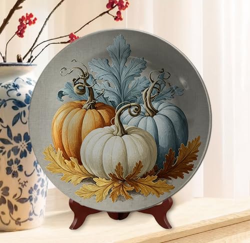Fall Pumpkin Wall Decor Plates Set - 10 Inch Harvest Wall Hangings