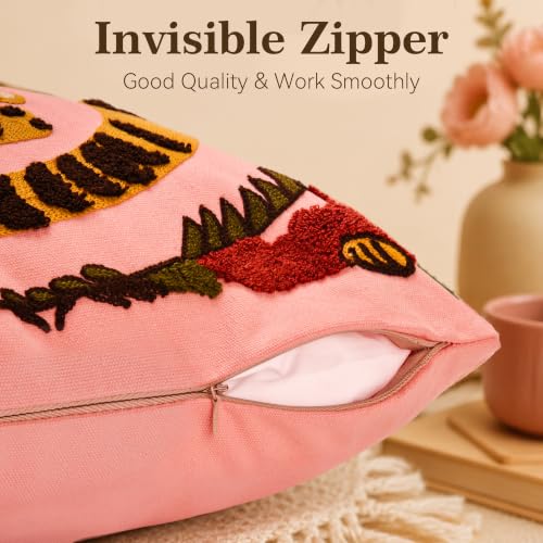 Embroidered Tiger Throw Pillow 20x20 Inch Decorative Cushion