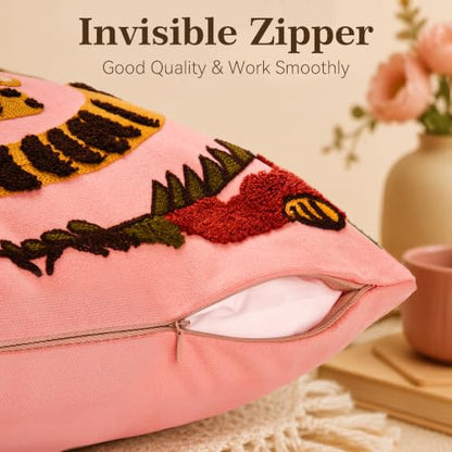 Embroidered Tiger Throw Pillow 20x20 Inch Decorative Cushion