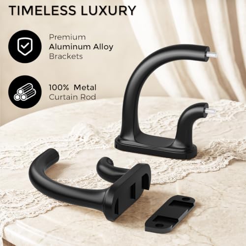 Black Double Curtain Rod 36-120 Inch Adjustable Wrap-Around Window Rods