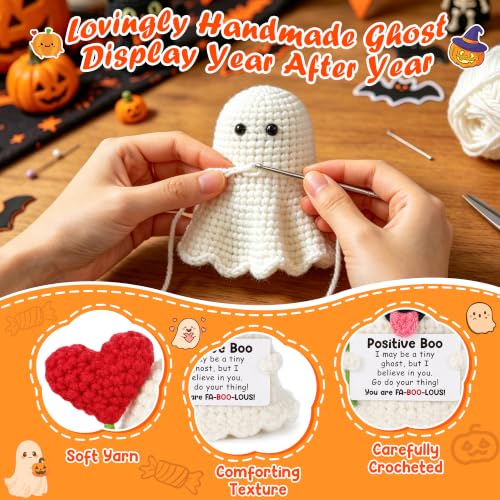 Positive Boo Ghost Encouragement Gift - Crochet Halloween Classroom Decor