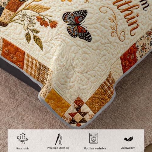 Harvest Floral Full Bedspread Coverlet Set with Quilt and Pillow Shams - Sunflower Basket Patchwork