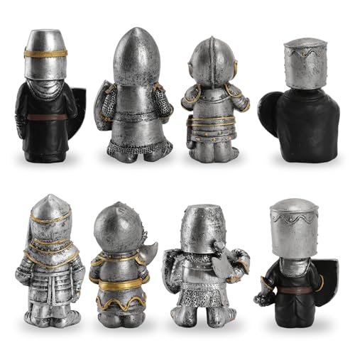 8-Piece Medieval Knight Figurine Set Resin Garden Decor Collectibles