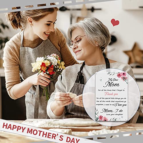 Mother's Day Gift Tin Sign for Mom from Daughter - Pink Flower 12x8 Inches - Grateful Gift for Women - Mom Gifts from Daughters - Mom Gift from Son