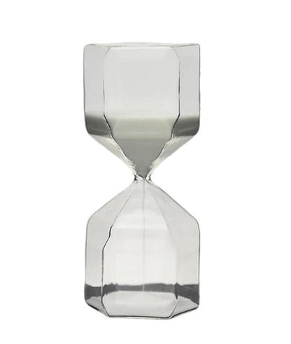 15 Minute Hexagonal Diamond Shape Hourglass Timer, High Borosilicate Glass Desk Clock – White Variation