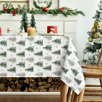 Christmas Tablecloth 60 x 84 Inch Rectangular Pine Green Holiday Decor