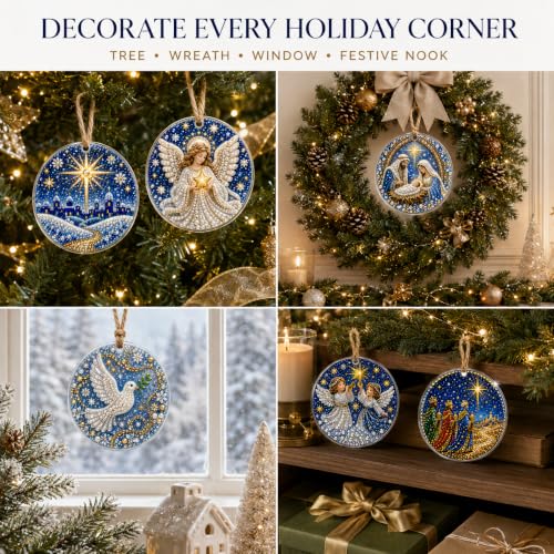 Nativity Christmas Ornaments DIY Diamond Art Set - 6pcs, Sparkling Holiday Decor