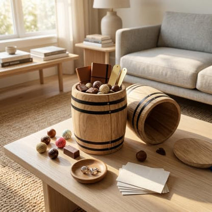2L Solid Wood Oak Aging Barrel for Spirits and Fermentation - Rustic Home Bar