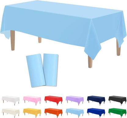 Kopokita Disposable Light Blue Plastic Tablecloths - 54 x 108 Inch Rectangle Party Covers