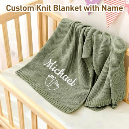 Corissy Personalized Baby Blanket with Embroidered Name - Blue, 32x40 Inches