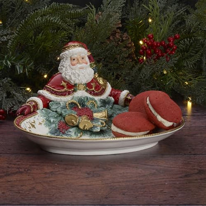 Holiday Santa Serving Bowl 12 Inch - Festive Christmas Tableware