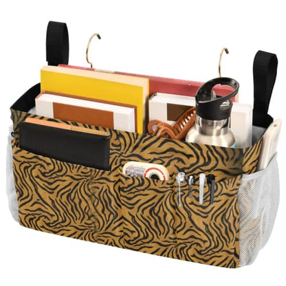 Animals Print Bedside Caddy with 6 Pockets, Hooks & Straps for Bed, Sofa, RV