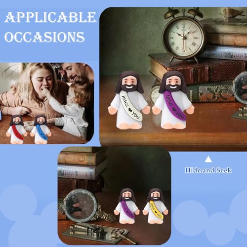 AKFAHOIF 100PCS Little Jesus Figures, Mini Jesus Figurines in Bulk, Multicolor Tiny Jesus Figures, Miniature Figurines to Hide and Seek Religious Gifts for Easter Egg Stuffers