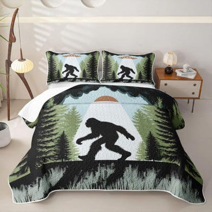Bigfeet Silhouette Kids Quilt Set Full Size Bedspread with Pillow Shams - Variation of Bigfeet 24 / Full