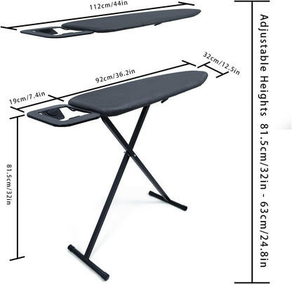 Duwee Ironing Board - 12"x36" Folding Design with Heat Resistant Cover & Thick Felt Pad - Compact & Lightweight, Black