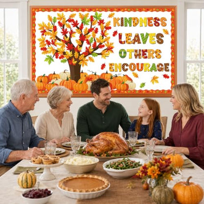 Autumn Fall Bulletin Board Decorations Set with Tree Leaves Pumpkins & Borders