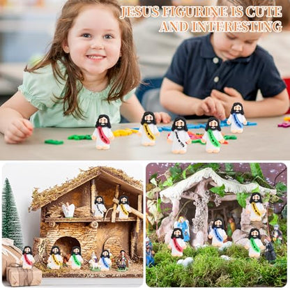 nedeqi 60 PCS Little Jesus Figures, Mini Jesus Figurines in Bulk, Tiny Pocket Rubber Jesus Love You Figure for Religious Party Favors, Baptism Gift, Easter Egg Stuffers (60)