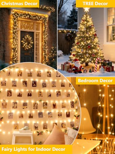 FairyGlim Silver Wire 100FT 300LED Christmas String Lights Indoor Outdoor