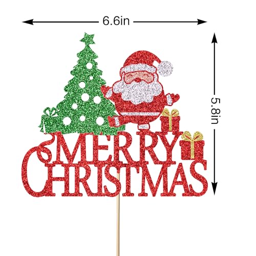 Christmas Cake Topper Santa Snowflake Red 3 - Holiday Party Decorations