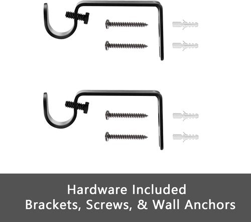 GXOACKJ Heavy Duty Curtain Rods - Decorative Matte Black | 66-120 Inch Adjustable Set with Brackets