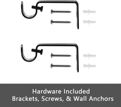 GXOACKJ Heavy Duty Curtain Rods - Decorative Matte Black | 66-120 Inch Adjustable Set with Brackets